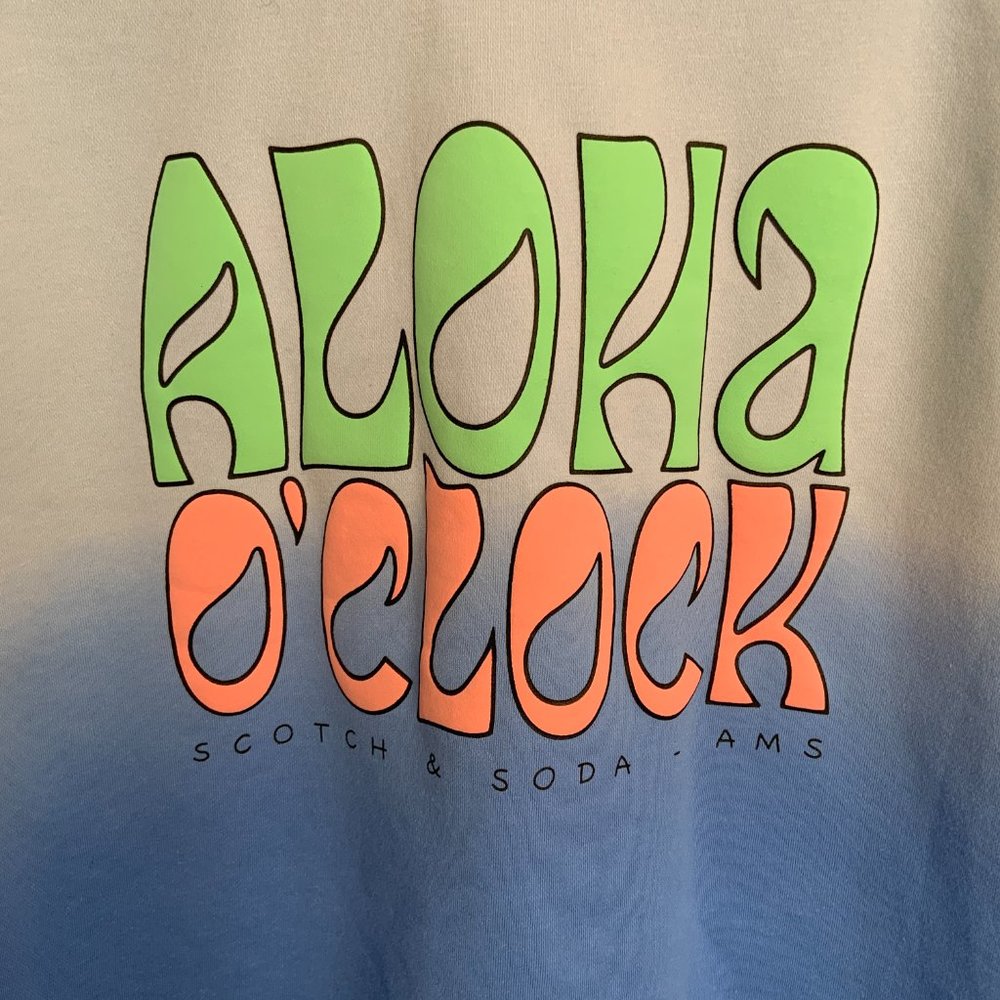 Men's Scotch & Soda Aloha O'Clock Crew Neck Sweatshirt Gradient Blue Size M - Picture 3 of 14